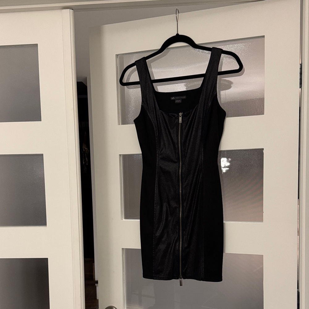 Armani Exchange Black Mini Dress with Zipper